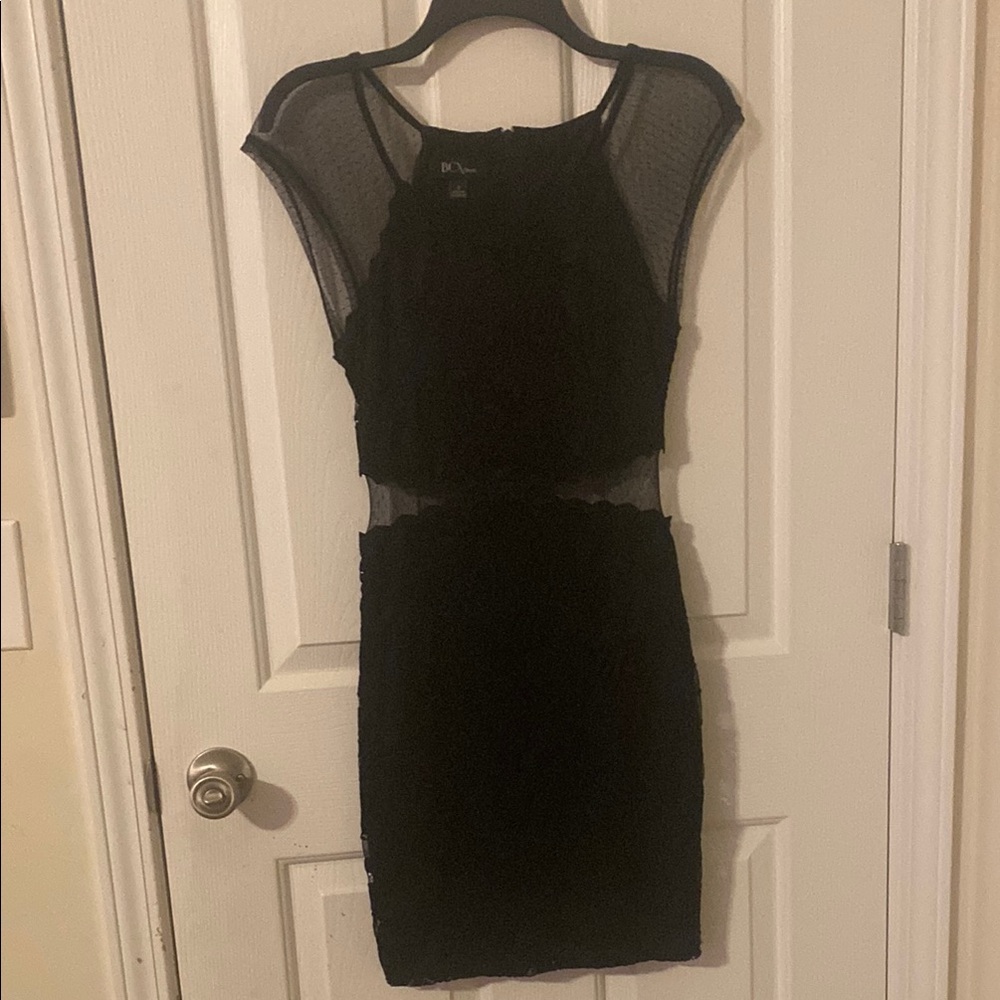 $10 DRESS SALE! Elegant Black Lace Mesh Cutout Mini Dress- SZ 3
